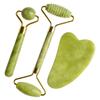 Set de Dispositivos de Belleza para Masaje de Jade Pulido a Mano Personalizado Rodillo Pequeño de una Sola Cabeza Rodillo de Jade con Púas de Doble Cabeza Tabla Raspadora