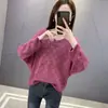 Suéter Ligero de Punto Holgado con Cuello en V, Manga Larga, Color Sólido, Huecos, Nuevo para Primavera y Otoño 2026 para Mujer