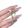 Brincos de Borboleta Assimétricos Exquisitos~Brincos de Alto Padrão Cravejados com Diamantes para Mulheres, Brincos Longos com Franjas Estilo Retrô Francês