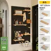 Prateleira de Armazenamento em Painel Perfurado Cor Nogueira Formato de Madeira Maciça Entrada da Porta da Parede Prateleira Decorativa de Exibição Atrás da Porta