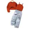 Conjunto de Tres Piezas para Niños y Niños de Edad Media: Sudadera de Manga Larga Otoñal de Nuevo Estilo Europeo y Americano más Camisola y Pantalones