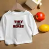 Camiseta 100% algodão para crianças, design de desenho animado, camada base para primavera e outono, nova blusa de bebê, manga longa estampada para meninas, estilosa