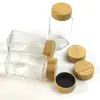 Garrafa de Tempero Tampa de Bambu 120ml Garrafa de Vidro para Temperos 4oz Garrafa Quadrada Tampa de Bambu Rosca Tampa de Bambu Produtos Amazon