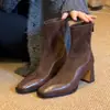 Botines de tacón grueso estilo coreano, ajuste ceñido, para mujer, nueva colección otoño/invierno 2026, botines elásticos, botas de mujer a la moda y retro