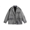 Yidao Vintage 2026 Otoño Nuevo Retro Americano Silueta de Alta Gama Chaqueta Blazer de Mezclilla Lavada Desgastada para Hombre