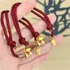 Pulsera tejida hecha a mano para atraer dinero en Año Nuevo con amuleto dorado de la fortuna, signo del zodiaco para hombres y mujeres, joyería versátil de hilo rojo