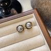 Pendientes de plata S925 con aguja simple, estilo francés retro, con perla gris plateada, ligeros, de lujo, con temperamento que combina con todo.