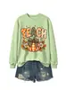 Amazon eBay tienda independiente moda versátil cómoda mujer enseñar estampado de leopardo calabaza cuello redondo manga larga sudadera