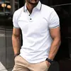 Ins europeu e americano transfronteiriço 2024 verão AliExpress Amazon Camiseta masculina gola polo esportiva com botões e canelado