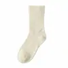 Meias de Primavera e Verão para Mulheres, Meias 100% Algodão de Cano Médio, Meias Finas de Cor Sólida para Maternidade, Estilo Japonês Simples, Punho Largo Macio, Meias Sem Costura Atacado