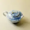 Bule de Chá Criativo de Lótus Azul com Design Pintado à Mão, Infusor de Chá Doméstico Requintado com Filtro, Conjunto de Chá Kung Fu Feminino