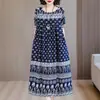 Vestido de algodón y seda de verano para mujeres de mediana edad y mayores, talla grande, corte holgado, adecuado para madres jóvenes como ropa de casa o pijama, se puede usar en exteriores
