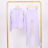 Conjunto Lulu Df de Jaqueta com Capuz Estampada e Calça Flare, Gola Alta Justa, Zíper Dourado Elástico, Roupa para Fitness Yoga