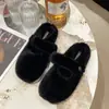 Zapatillas de felpa estilo Mary Jane cerradas de otoño e invierno, nuevas zapatillas peludas de moda para mujer, zapatillas de algodón Birkenstock de suela gruesa para uso en exteriores 2026
