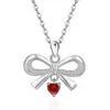 Nuevo Collar de Corazón con Lazo para Mujer Cadena para Clavícula Elegante Lujo Ligero Nicho Gama Alta Simple Versátil Diseño de Moda
