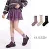 1835 Calcetines Infantiles al por Mayor 2025 Otoño/Invierno Calcetines de Media Caña para Niñas con Encaje y Moño Algodón con Volantes Sin Costuras Calcetines Infantiles