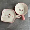 Série cerâmica gato kt menina fofa coração prato de arroz prato de sopa criativo prato de servir prato de louça rede social