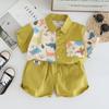 Traje de ropa de verano para niños 2025 Nuevo Bebé Verano Dibujos Animados Corbata Camisa Manga Corta Ropa de Verano para Niño Pequeño Trendy