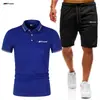 Conjunto de Shorts e Camiseta Manga Curta Masculino de Verão Novo Esportivo Casual Conjunto de Calça e Camisa POLO Em Estoque