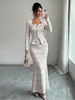 Blazer feminino transfronteiriço europeu e americano, modelo novo 2026, requintado e elegante, para festas à noite e encontros, com design acinturado