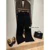 Jeans Flare Elegante de Cintura Alta Su Xinlan/YOUMO, Tecido Elástico em Quatro Direções, Estilo Coreano, Luxo Leve, Versátil, Emagrecimento e Redução de Idade 95299
