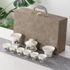 Juego de té kung fu de 10 piezas de porcelana de jade mate, traje de regalo de negocios estilo chino de alta calidad, caqui Ruyi, venta al por mayor