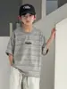 Camiseta de Manga Corta a Rayas para Niños Verano 2026 Estilo Nuevo para Niños Mayores Top de Verano Camiseta de Media Manga de Verano para Niños de Moda