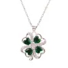 Collar de Trébol de Cuatro Hojas con Circonita para Mujer, Cadena de Clavícula de Alta Gama, Colgante de Cristal Verde, Joyería de Moda de Lujo Ligero