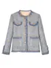 Jaqueta de Tweed Xadrez Fashion Estilo Francês com Design de Alto Padrão e Elegante Vibe Inspirada em Chanel