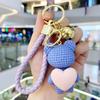 Chaveiro Criativo Pingente Urso em Formato de Coração Resina Figura de Casal Chaveiro de Mochila Decoração de Carro Pequeno Presente
