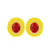 Banhado a ouro 24K on-line venda quente colorido diamante girassol anel pingente colar brincos de noivado terno de jóias