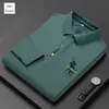Nueva Camisa Polo de Manga Larga Camiseta para Hombre Otoño e Invierno de Mediana Edad Bordada Casual Moda Estilo Coreano Moderna Camiseta para Hombre