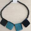 X404'' Estilo Retro Europeo y Americano Terciopelo Redondo Cuadrado Patrón Geométrico Contrastante Collar Corto Cadena para Suéter