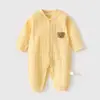 Macacão de Bebê Algodão Puro Classe A Romper Sem Costura Roupa para Engatinhar Recém-Nascido Roupa de Dormir Manga Longa Ajustada para Todas as Estações