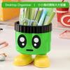 Adornos Creativos Redondos con Pies Portalápices de Maquillaje Labial Caja de Almacenamiento para Dormitorio Estudiantil Cubo de Almacenamiento de Papelería de Dibujos Animados para Escritorio