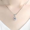 Collar con colgante de circonita incrustada en forma de gota de amor bañado en plata de moda para mujer, colgante de lujo con forma de corazón de diamante artificial