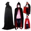 Capa de Halloween para niños, fiesta de cosplay, fiesta de adultos, doble capa, capa de muerte de vampiro negro y rojo