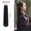Peluca Hanfu, Extensión de Cabello de Una Pieza Estilo Antiguo, Moño Alto, Cabello Corto, Cabello Rizado de Seda de Maíz para Disfraz Antiguo, Cabello Largo Lacio