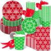 Mm298 Rojo Navidad Verde Copo de Nieve Vajilla Festiva 8 Personas Juego de 4 Piezas Plato de Papel Toalla de Papel Vaso de Papel