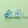 Nuevos Exquisitos, Compactos y Lindos Pendientes de Resina con Forma de Flor Estéreo para Primavera y Verano, Pendientes de Flor de Cinco Pétalos Coloridos y Dulces para Mujeres