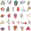 50 pegatinas de dibujos animados transfronterizos de doodle de anatomía de órganos para decorar guitarras, cuadernos, equipaje, pegatinas de bricolaje