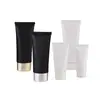 [Personalizado] Limpiador Facial Cosmético Negro Mate Esmerilado con Tapa Flip-Top Manguera de Plástico Material de Empaque para Limpiador Facial Brillante