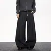 Pantalones Vaqueros de Rayas con Botones Estilo Old Money para Hombre, Pantalones Casuales Rectos de Pierna Ancha con Pliegues Sueltos Retro Americano, En Stock para Dropshipping