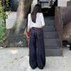 Novedad Otoño Azul Oscuro Casual Americano Jeans de Pierna Recta Primavera y Otoño para Mujer Cintura Alta Sueltos Casual Pantalones de Pierna Ancha