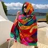 Chal de Estilo Étnico para Verano Mujer 2026 Nuevo Estilo Viaje a Yunnan Protección Solar Bufanda de Seda con Borlas Toalla de Playa