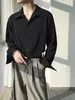 Elegante Camisa de Manga Larga con Rayas Verticales para Hombre, Corte Holgado, Top Versátil Casual, Camisa de Moda en Blanco y Negro