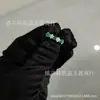 Anel de Prata Banhada com Calcedônia Verde Gelo Incrustada Novo Estilo Chinês Ágata Verde Yang Aberto Anel de Jade Feminino Joias