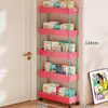 Estantería Móvil de Múltiples Niveles para Libros Ilustrados Infantiles de Pie, Gabinete de Almacenamiento de Libros con Ruedas Extremadamente Estrecho Detrás de la Puerta