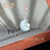 Colgante de Calcedonia Azul Hielo Natural Buda Nube Candado Ágata Hebilla de Seguridad Máscara de Zorro Collar de Jade