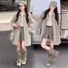 Gabardina de longitud media de alta gama para niña estilo coreano, nueva moda otoño 2026, chaqueta de solapa de moda elegante para niña grande